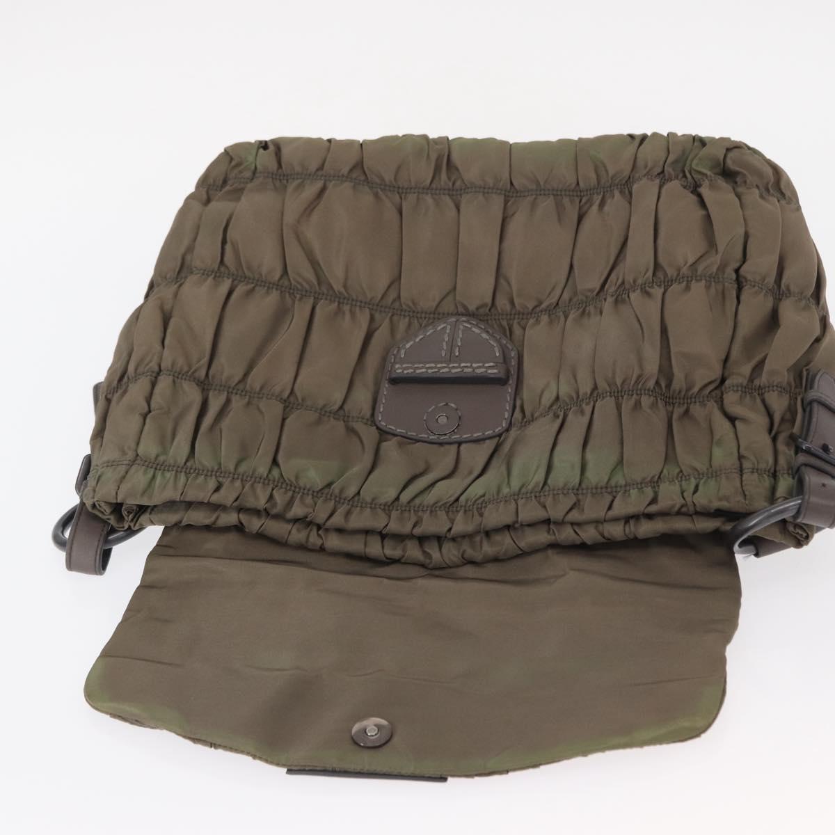 PRADA Shoulder Bag Nylon Leather Gray Auth ka788