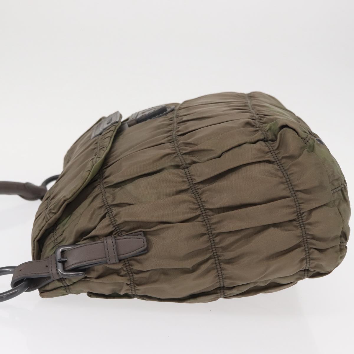 PRADA Shoulder Bag Nylon Leather Gray Auth ka788