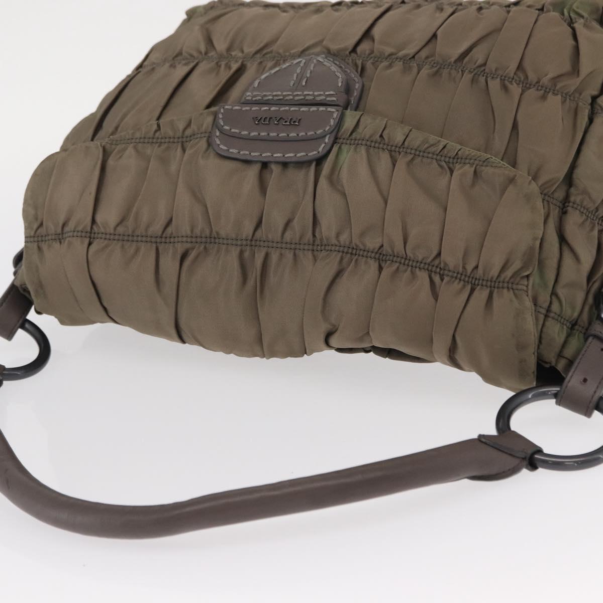 PRADA Shoulder Bag Nylon Leather Gray Auth ka788