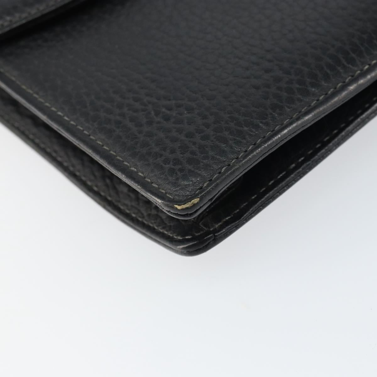 Burberrys Clutch Bag Leather Black Auth ka790