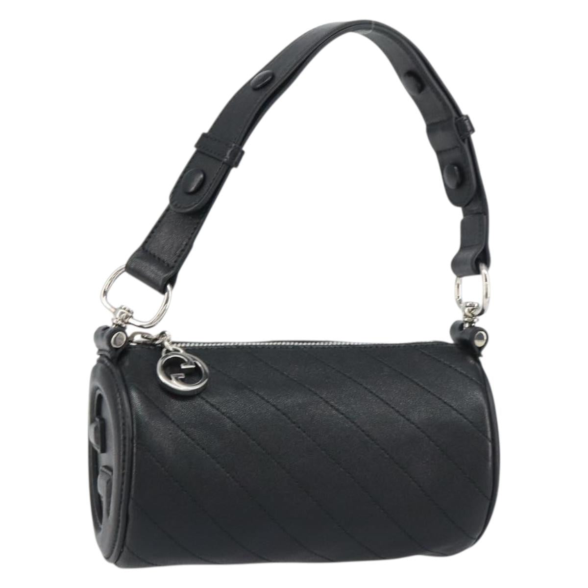 GUCCI Shoulder Bag Leather Black Silver 760170 Auth ka793V