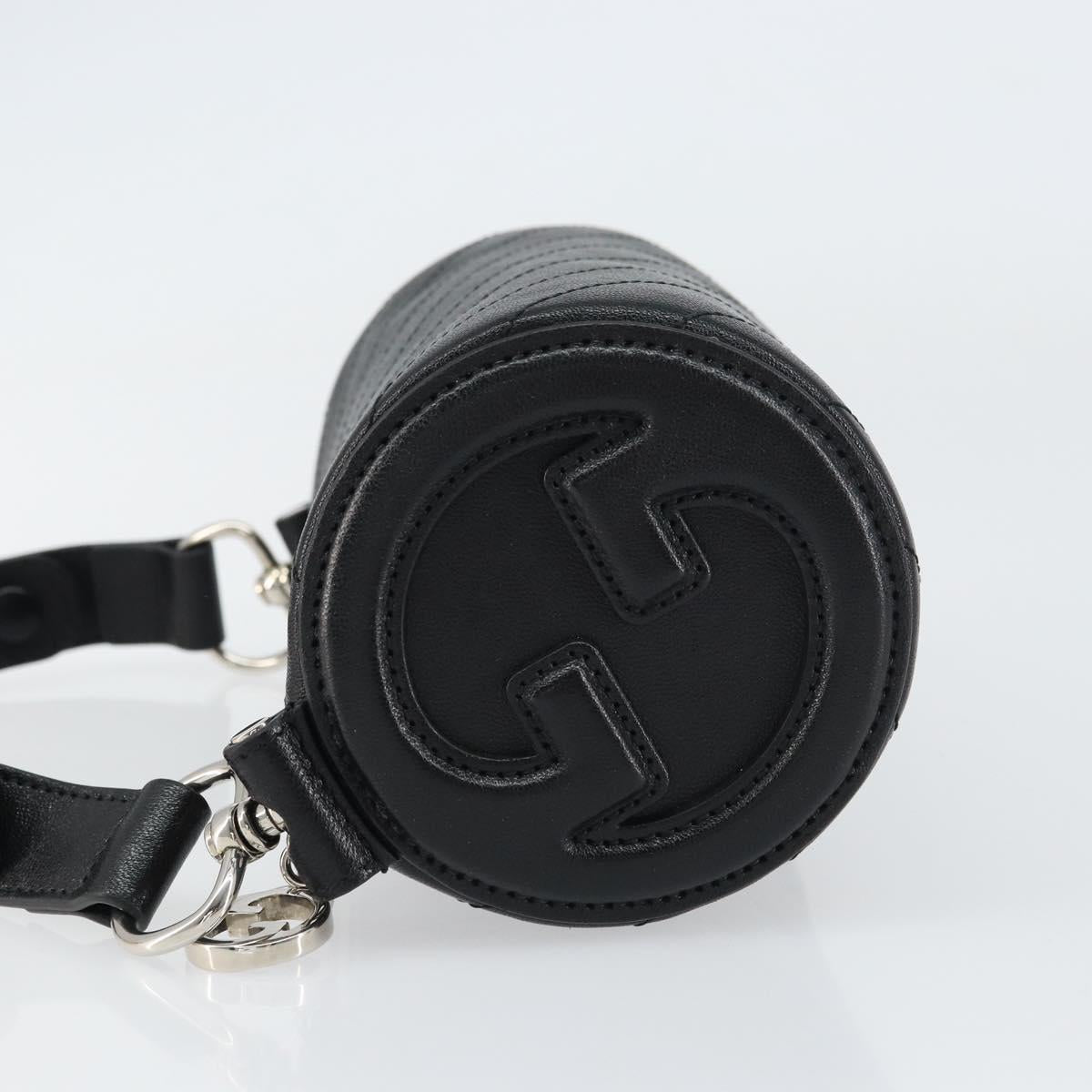 GUCCI Shoulder Bag Leather Black Silver 760170 Auth ka793V