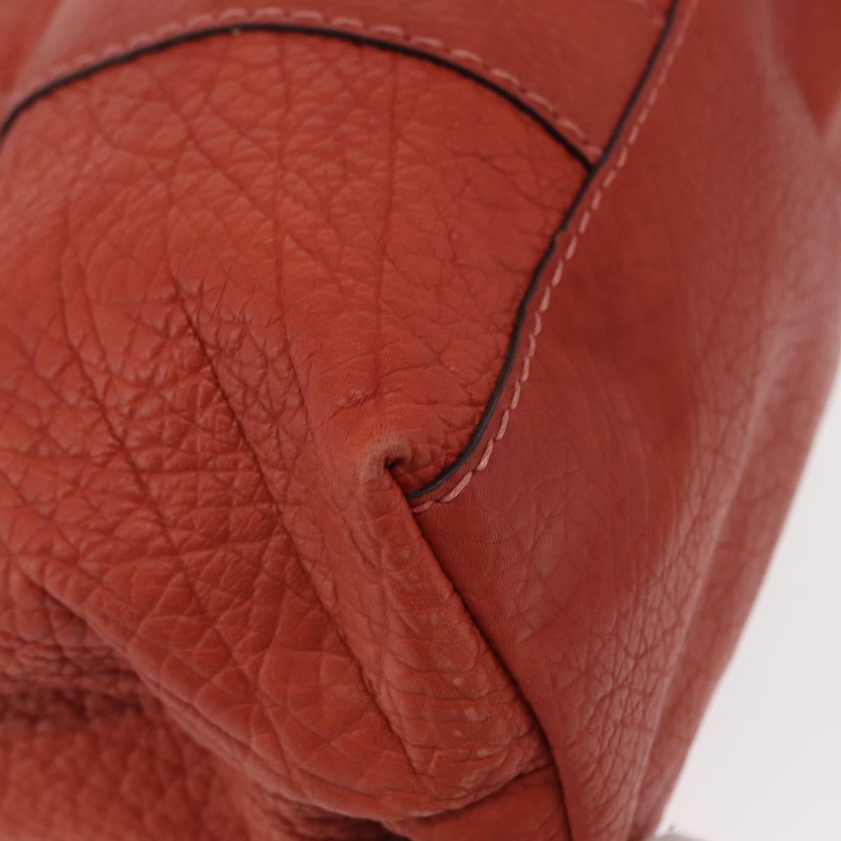 GUCCI Bamboo Hand Bag Leather Red Silver 232947 Auth ka796