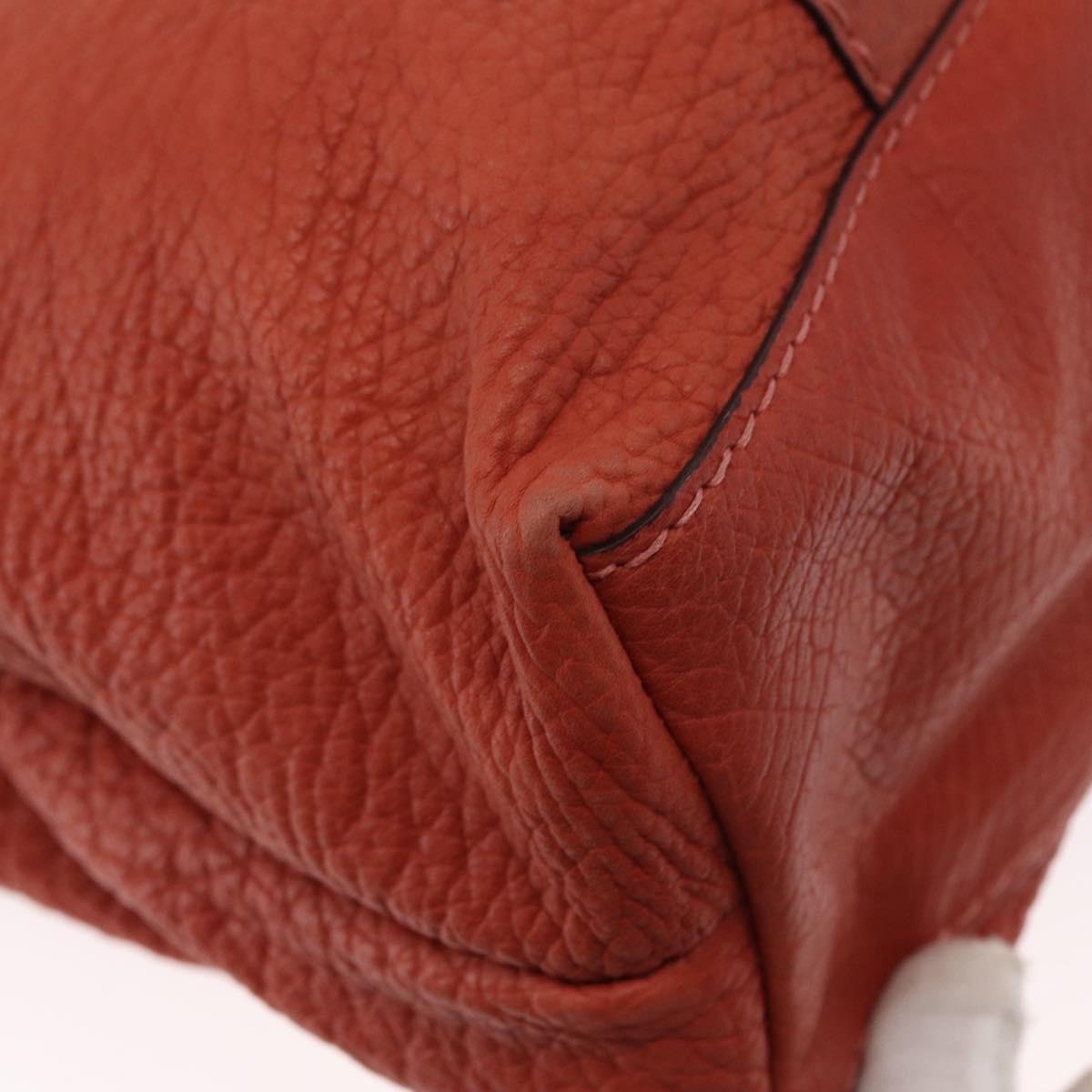 GUCCI Bamboo Hand Bag Leather Red Silver 232947 Auth ka796