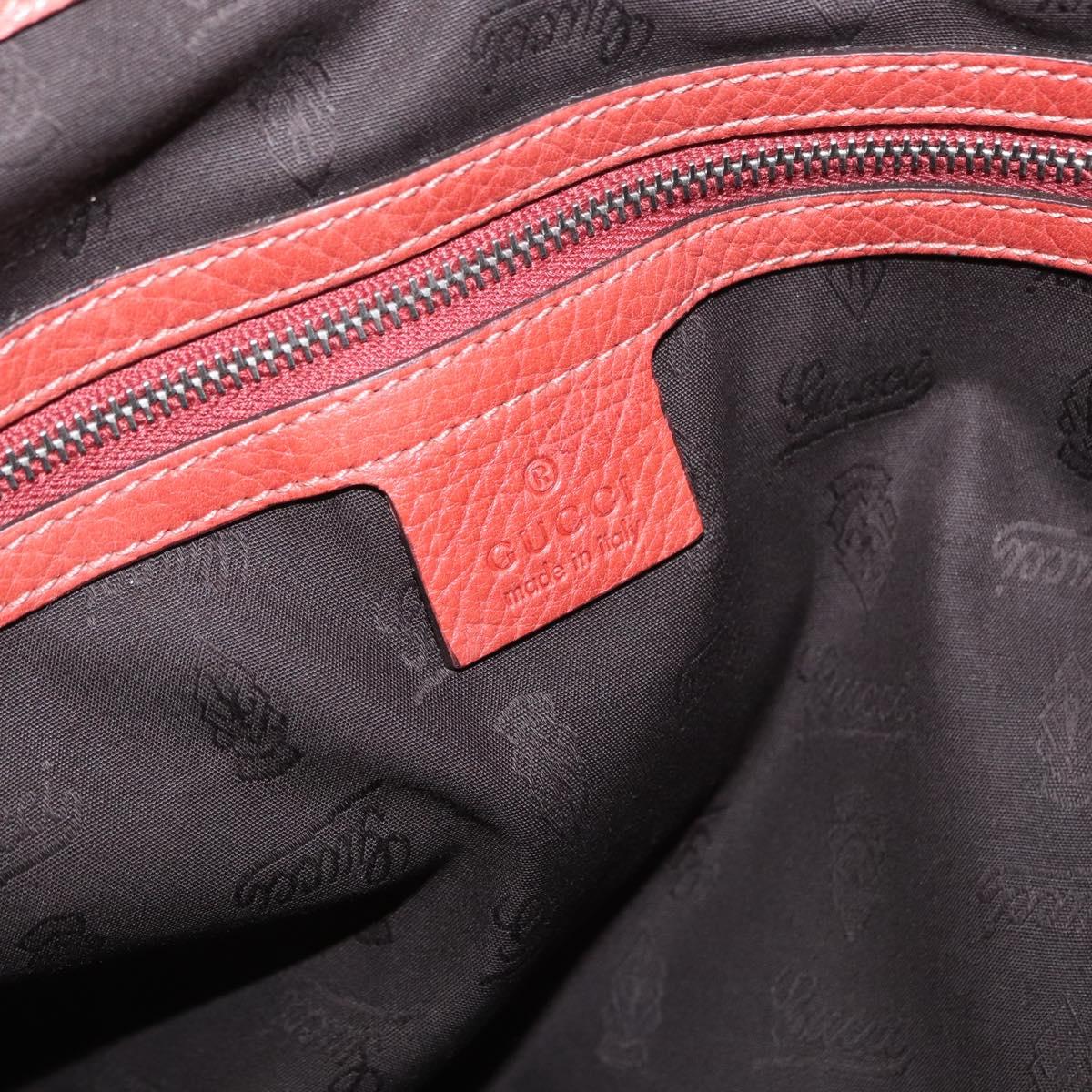 GUCCI Bamboo Hand Bag Leather Red Silver 232947 Auth ka796