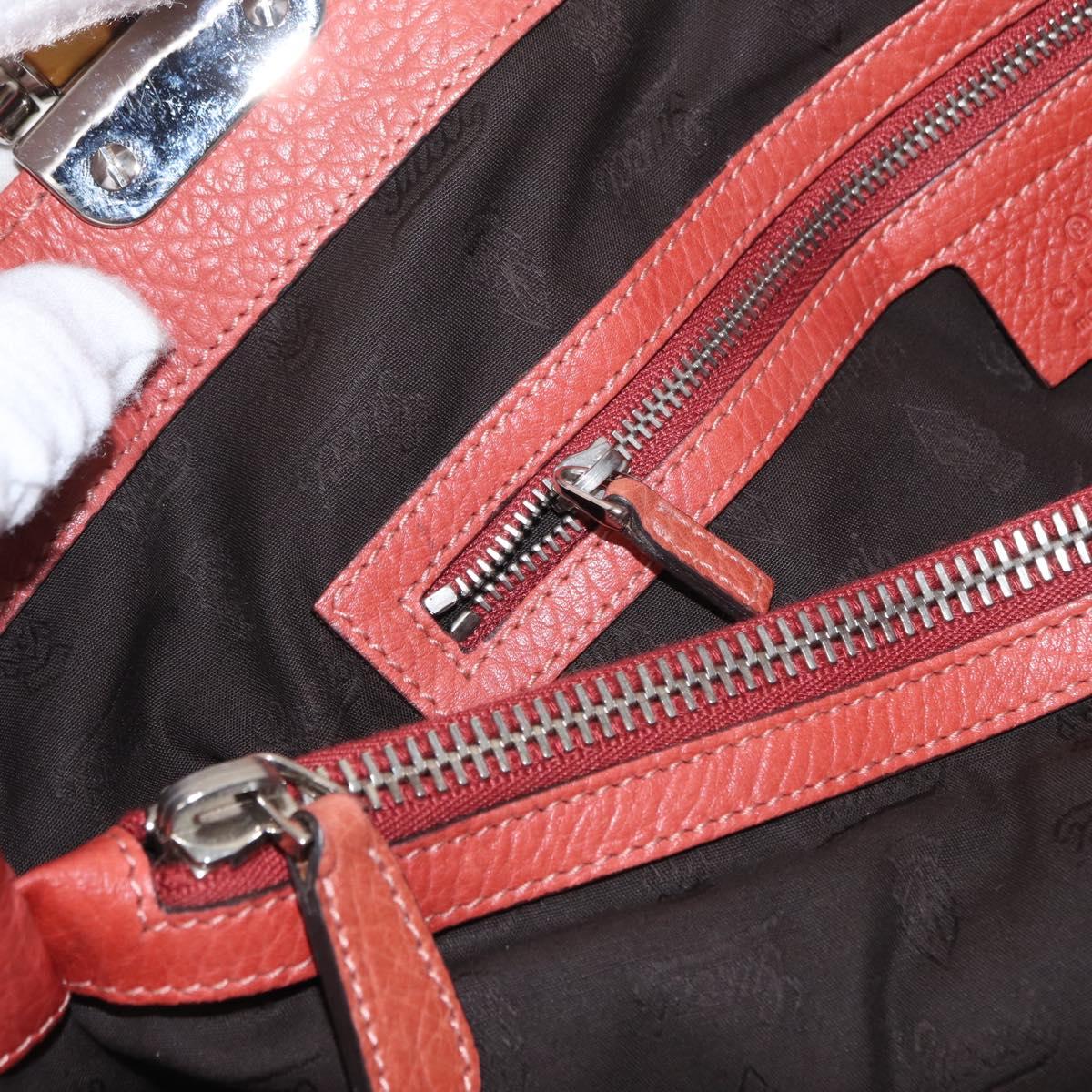 GUCCI Bamboo Hand Bag Leather Red Silver 232947 Auth ka796