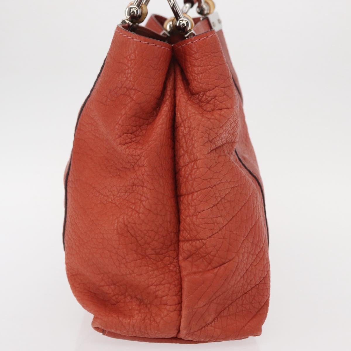 GUCCI Bamboo Hand Bag Leather Red Silver 232947 Auth ka796