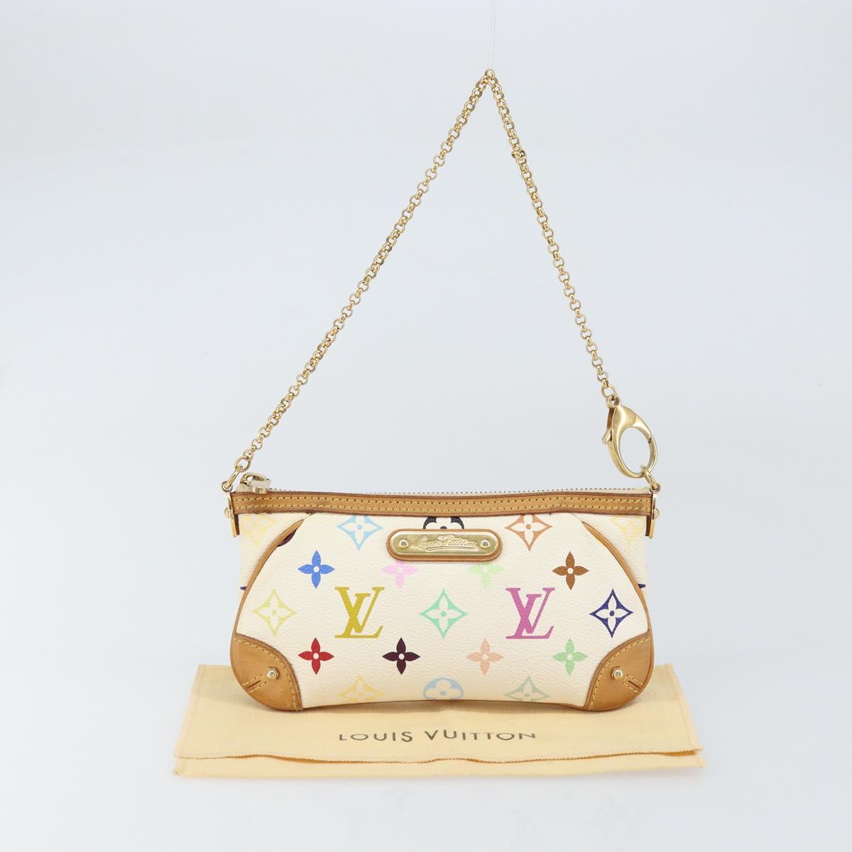 LOUIS VUITTON Multicolor Pochette Mira MM Pouch White M60096 LV Auth ka797SAV