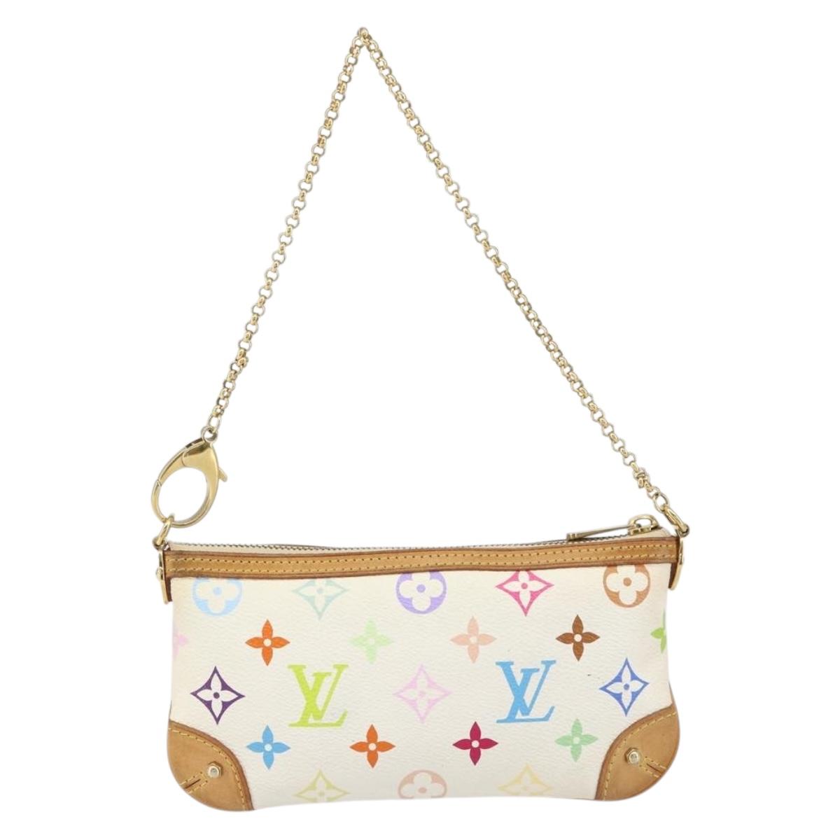 LOUIS VUITTON Multicolor Pochette Mira MM Pouch White M60096 LV Auth ka797SAV