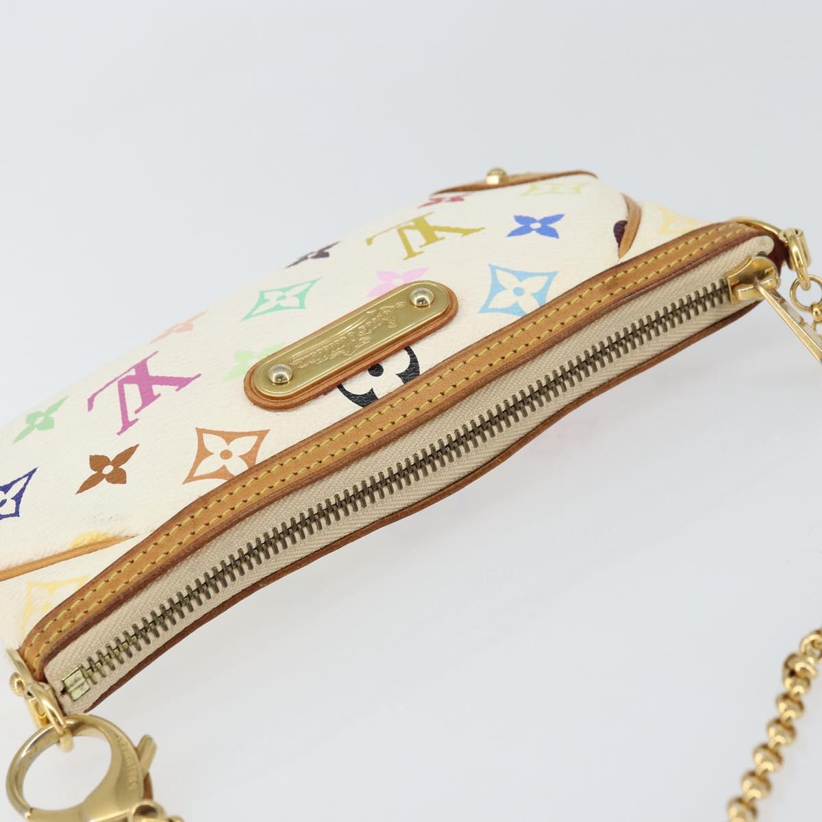 LOUIS VUITTON Multicolor Pochette Mira MM Pouch White M60096 LV Auth ka797SAV