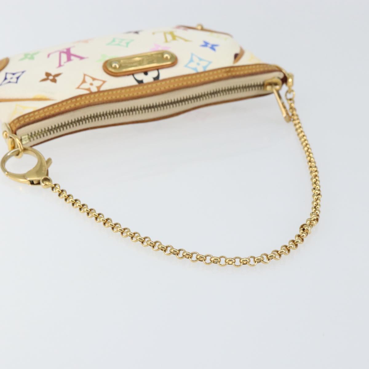 LOUIS VUITTON Multicolor Pochette Mira MM Pouch White M60096 LV Auth ka797SAV