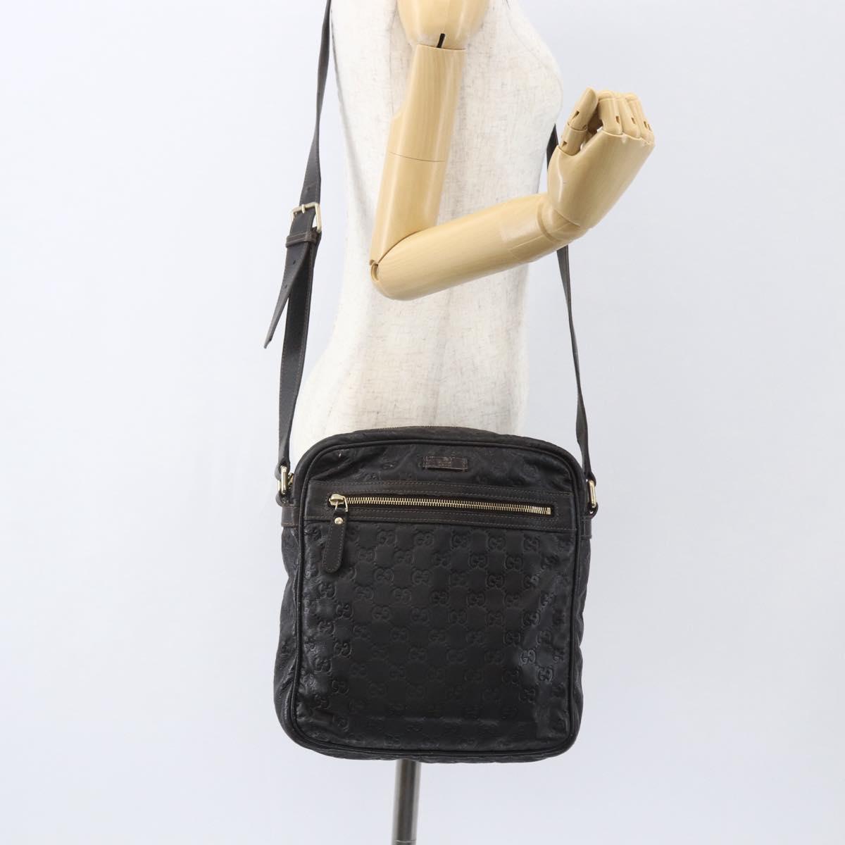 GUCCI Guccissima GG Canvas Shoulder Bag Leather Brown Gold 201448 Auth ka814