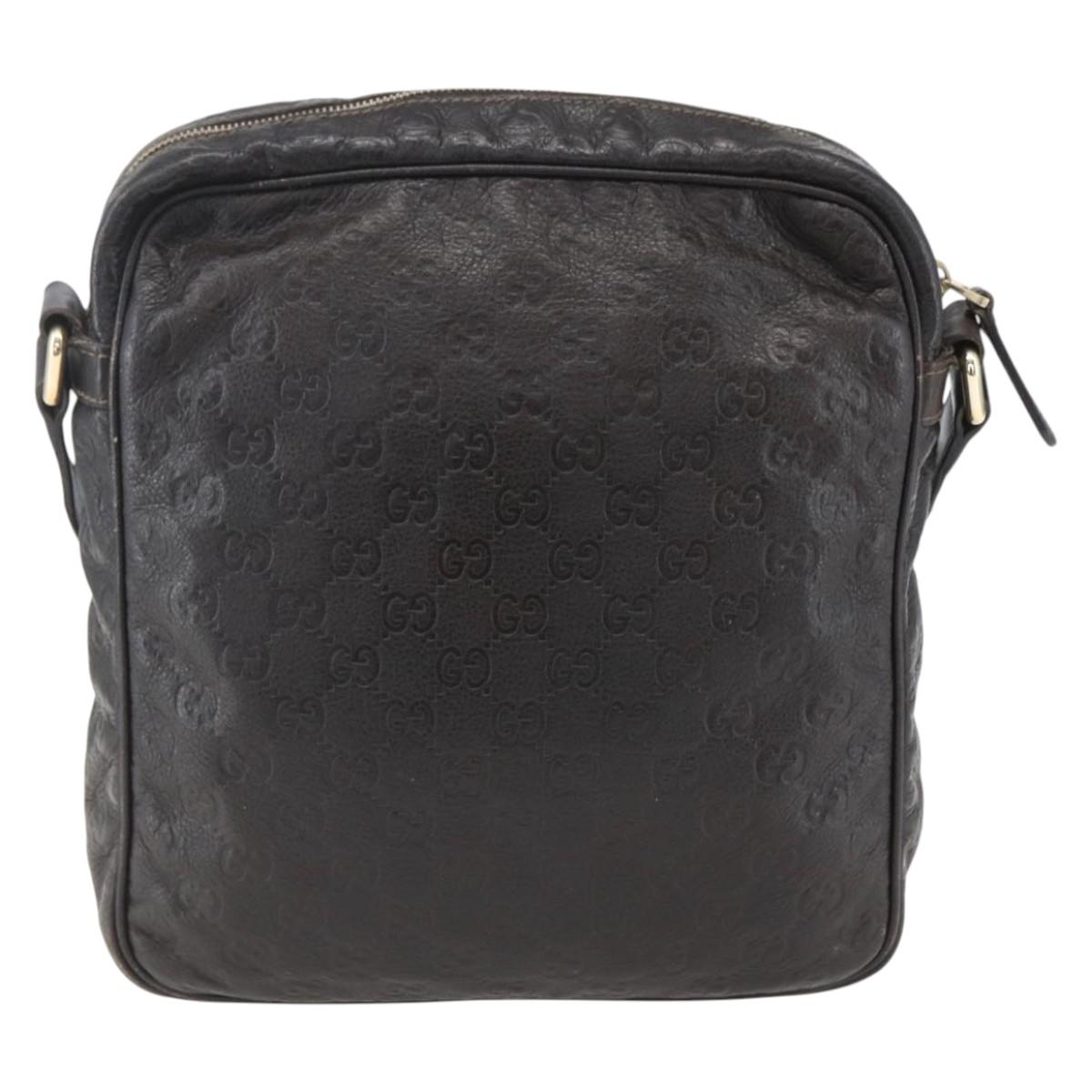 GUCCI Guccissima GG Canvas Shoulder Bag Leather Brown Gold 201448 Auth ka814