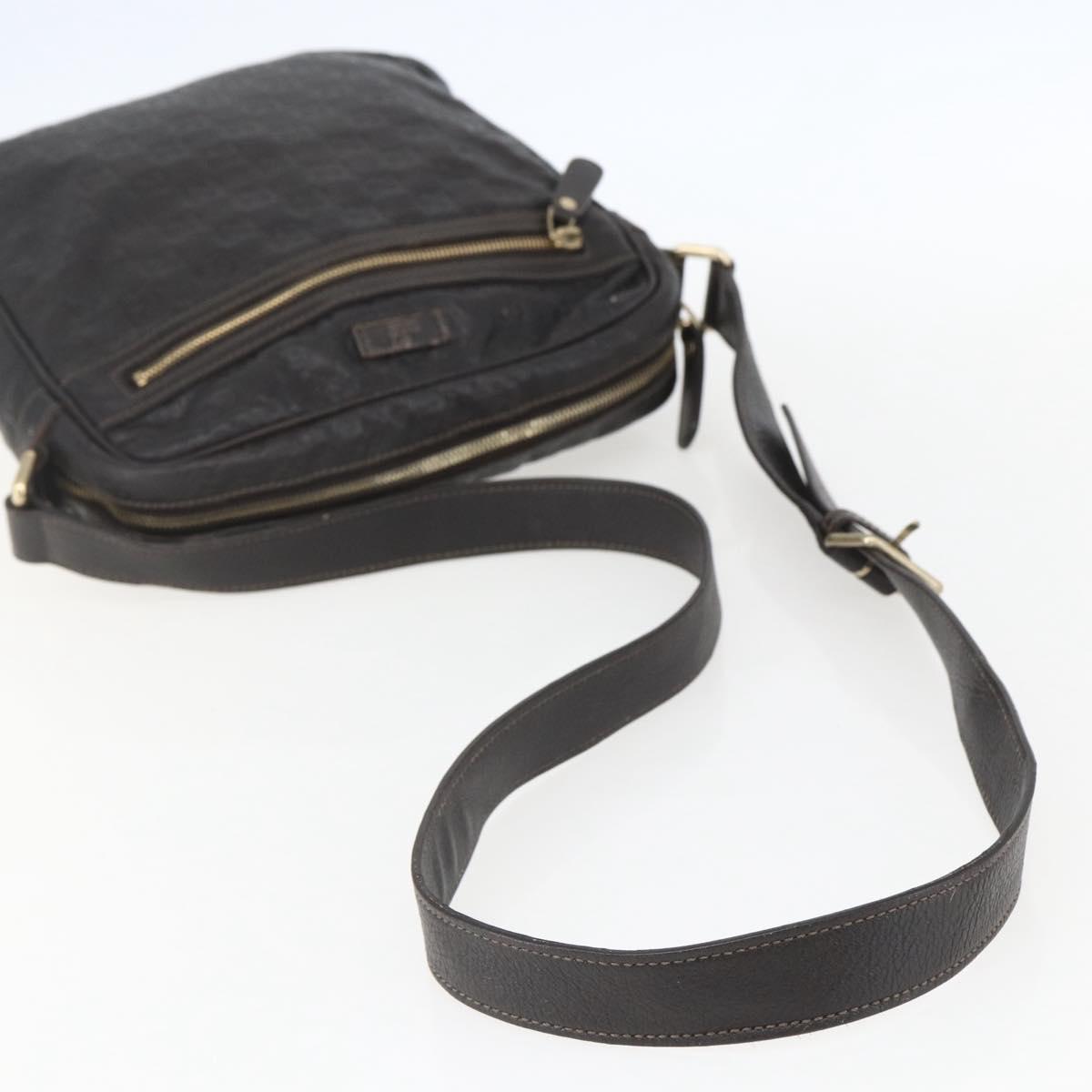 GUCCI Guccissima GG Canvas Shoulder Bag Leather Brown Gold 201448 Auth ka814