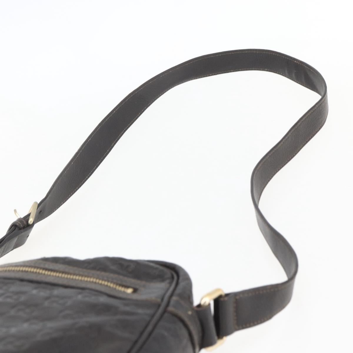 GUCCI Guccissima GG Canvas Shoulder Bag Leather Brown Gold 201448 Auth ka814