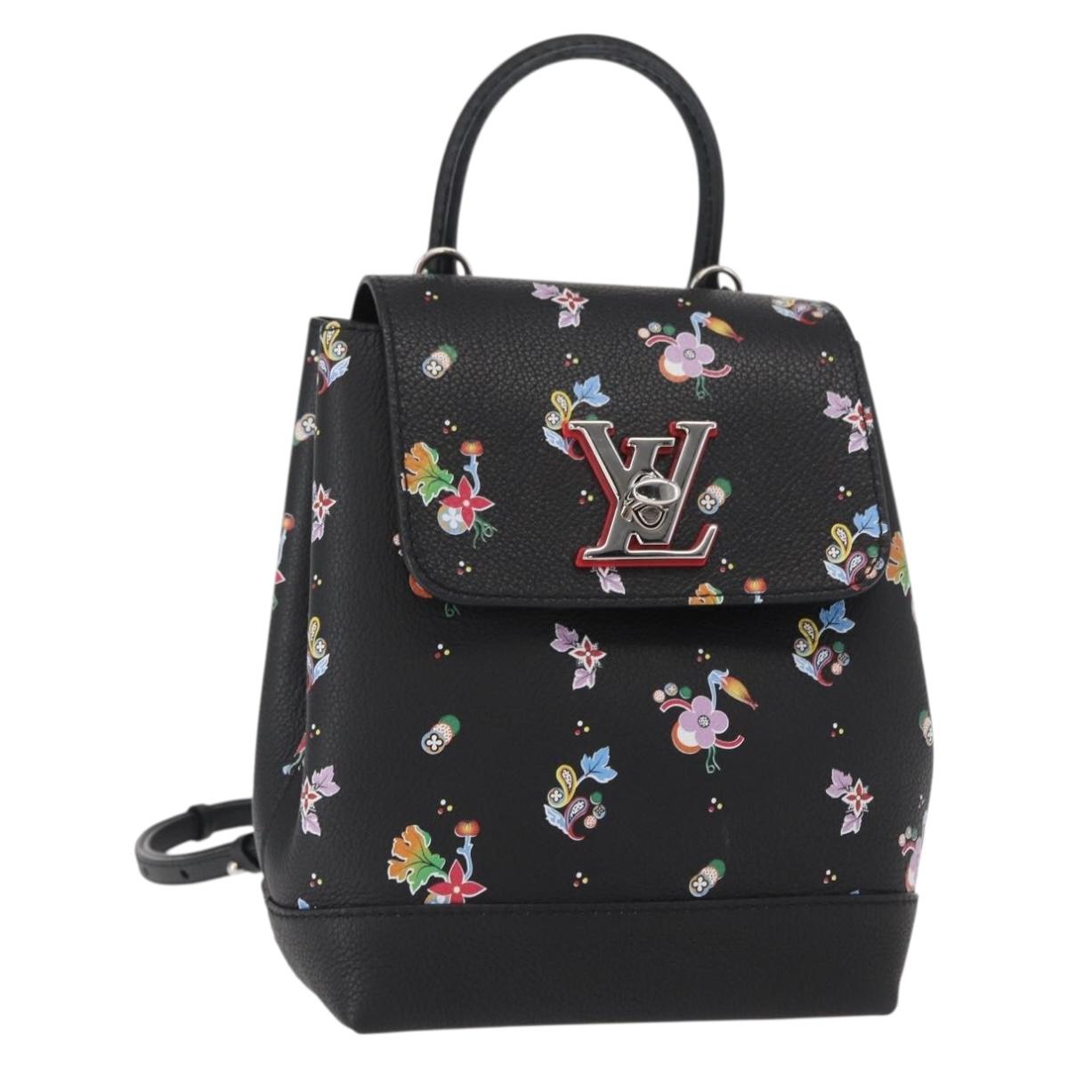 LOUIS VUITTON Floral Print Rock Me Backpack Leather Black M54848 Auth ka827M