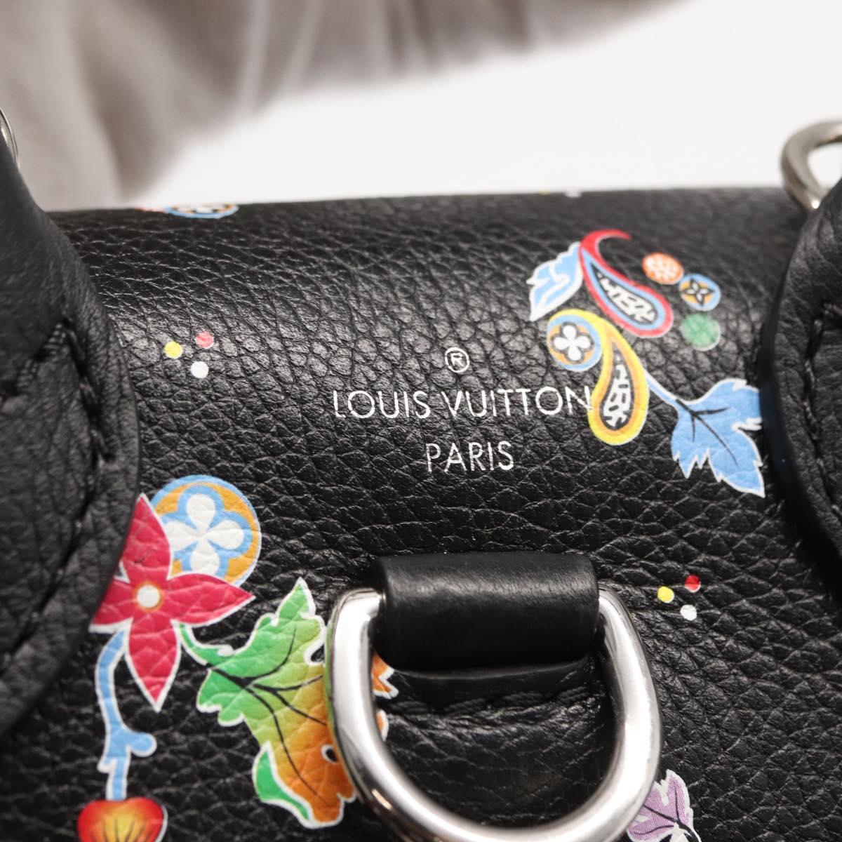 LOUIS VUITTON Floral Print Rock Me Backpack Leather Black M54848 Auth ka827M