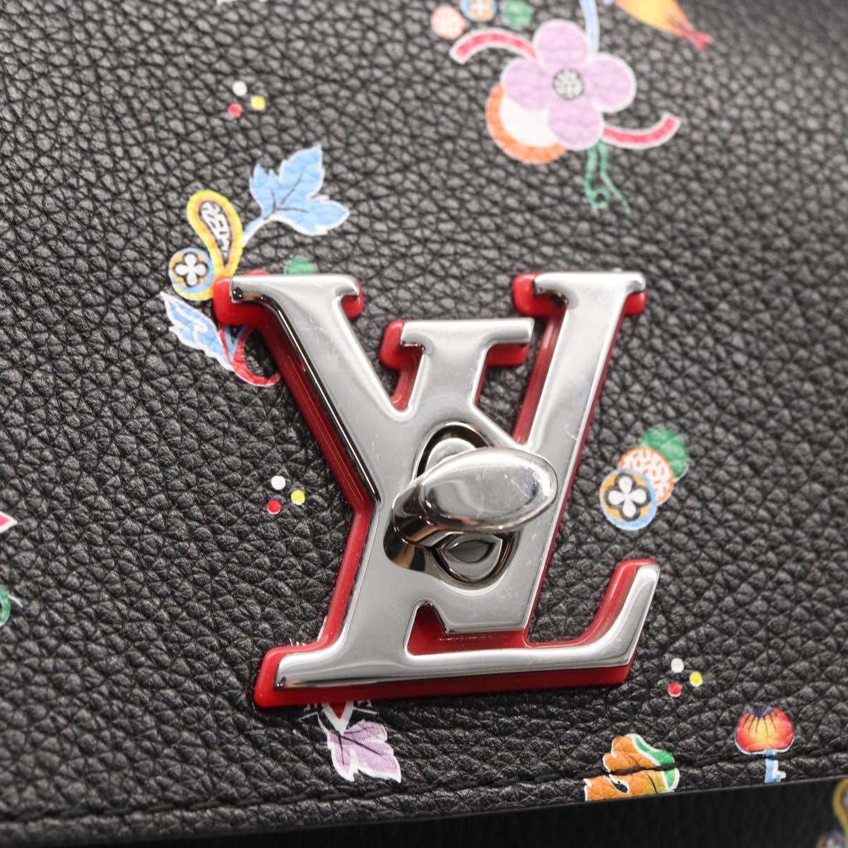 LOUIS VUITTON Floral Print Rock Me Backpack Leather Black M54848 Auth ka827M