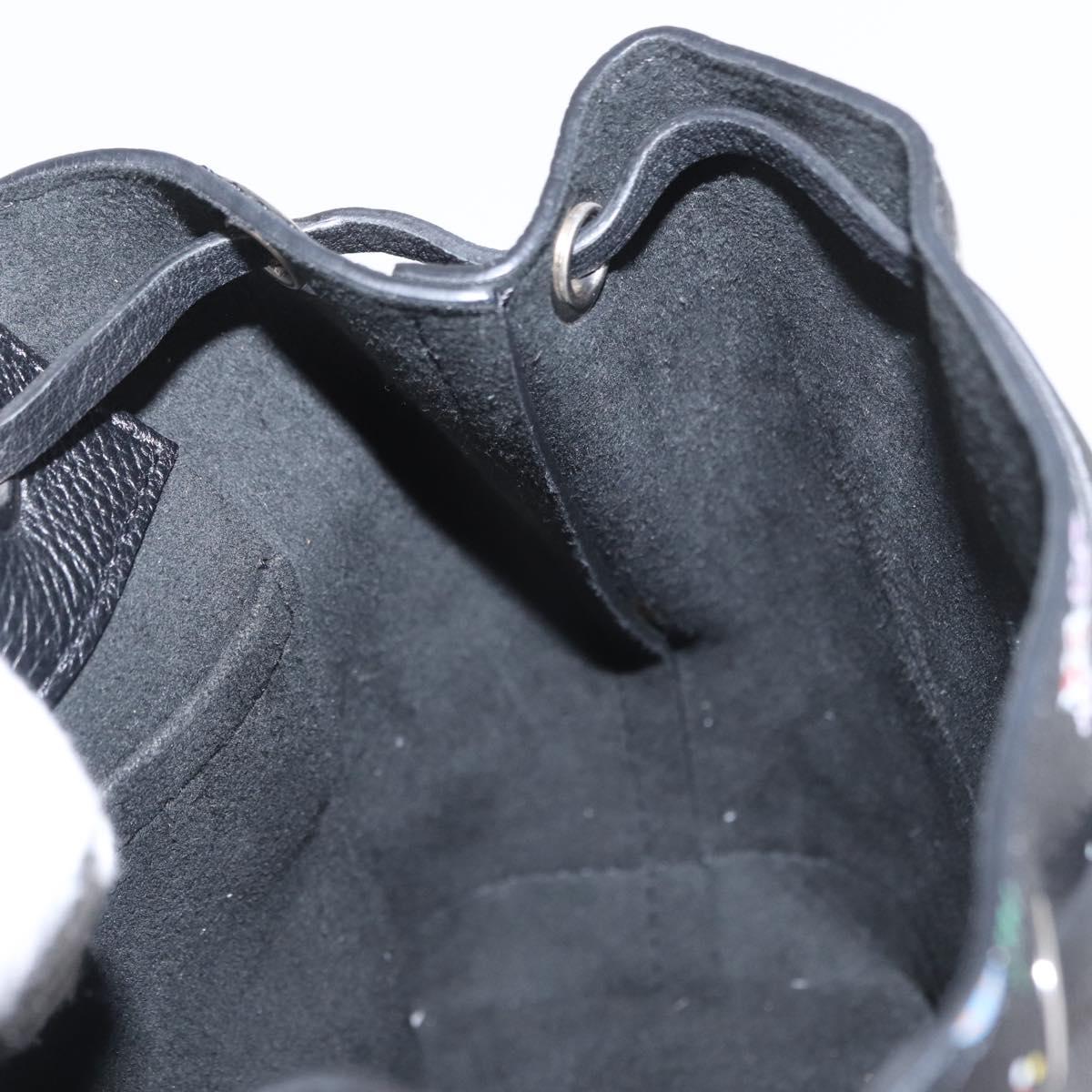 LOUIS VUITTON Floral Print Rock Me Backpack Leather Black M54848 Auth ka827M