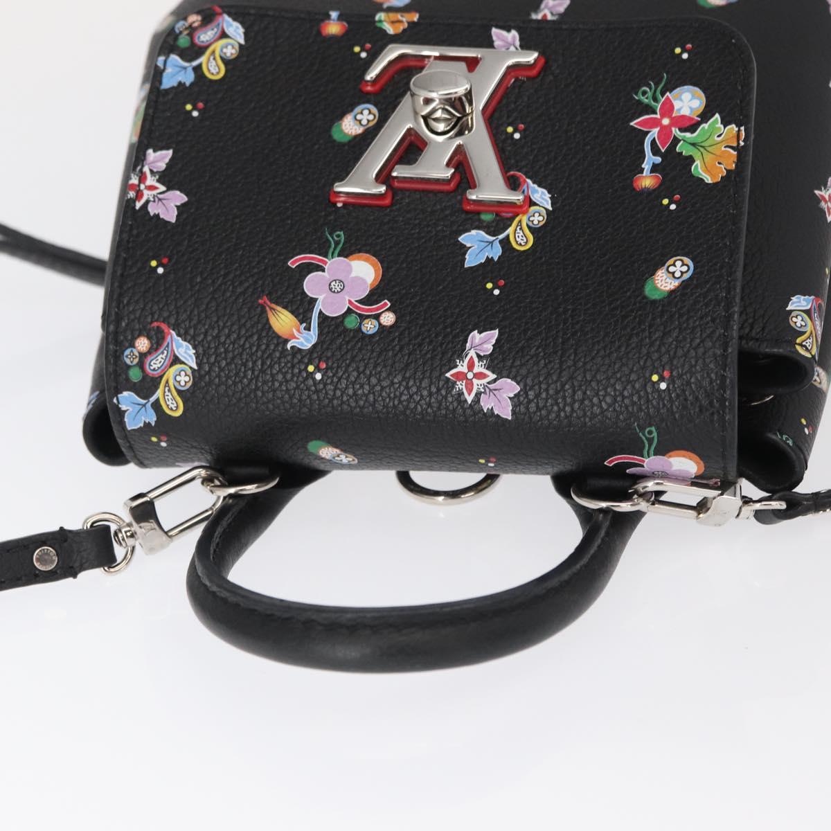 LOUIS VUITTON Floral Print Rock Me Backpack Leather Black M54848 Auth ka827M