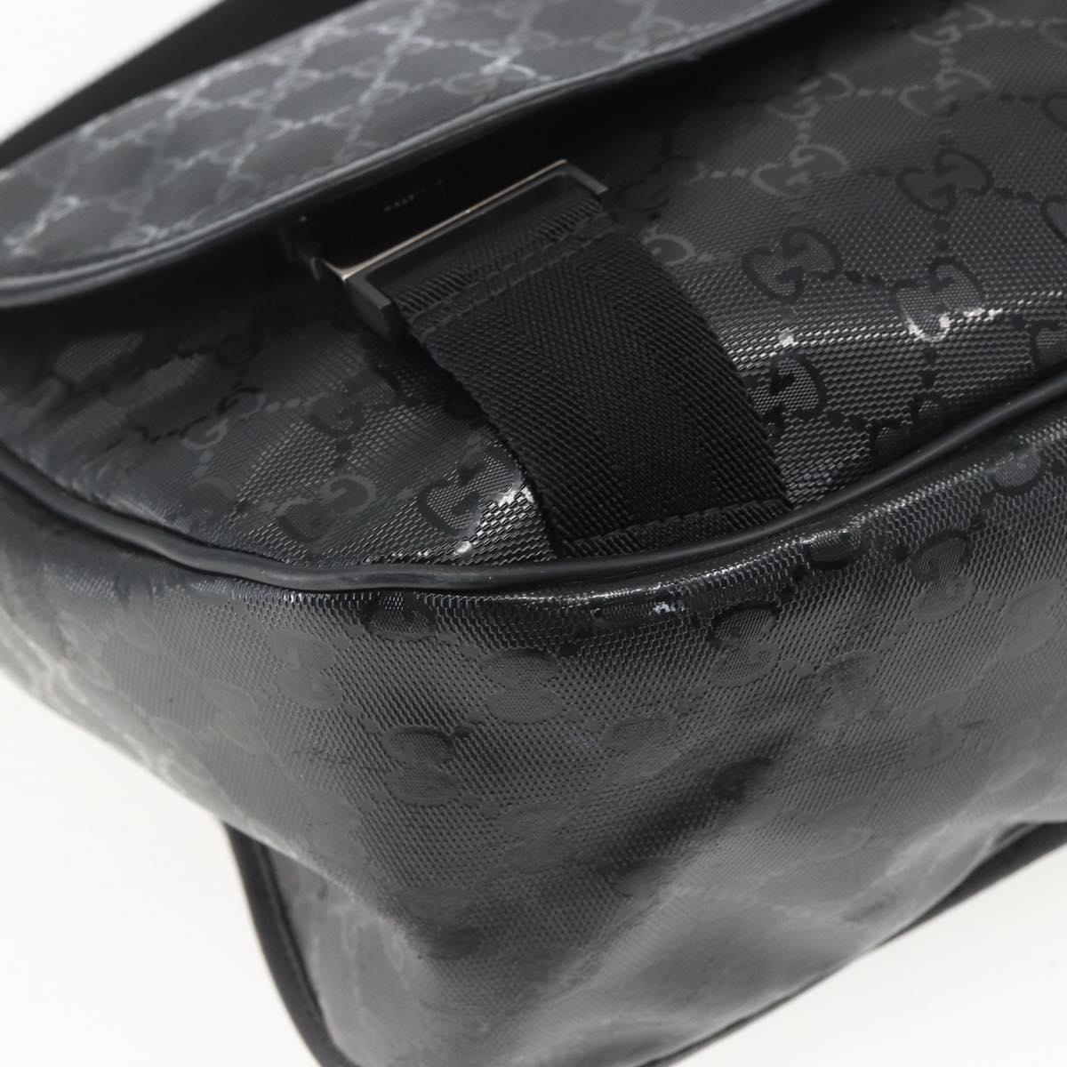 GUCCI GG implementation Bag Coated Canvas Black Silver 201725 Auth ka831
