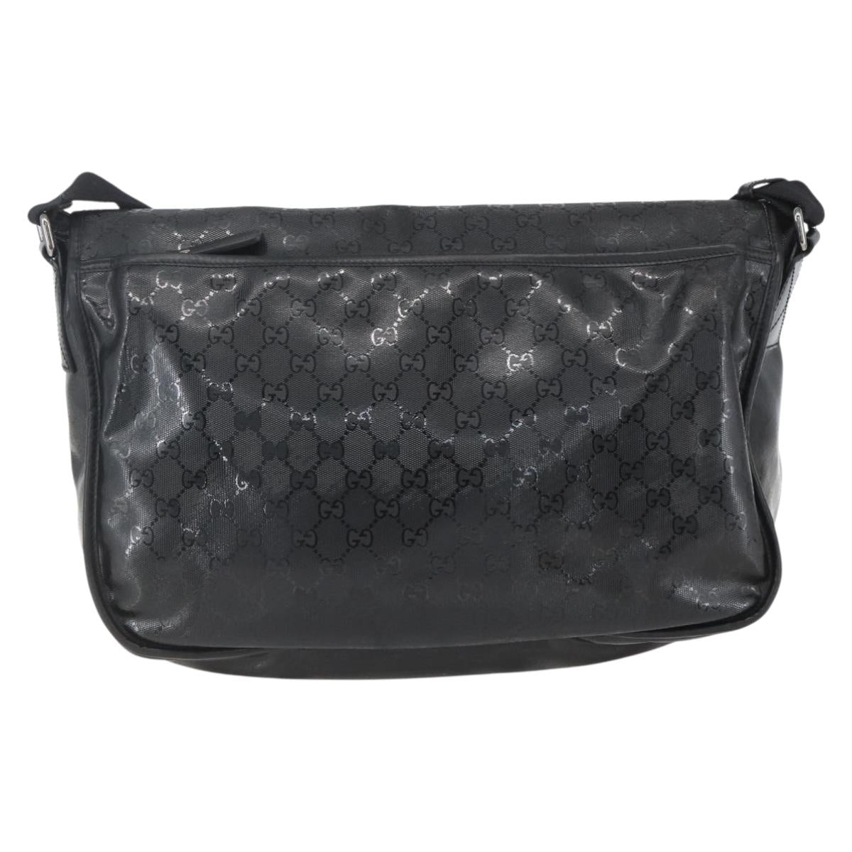 GUCCI GG implementation Bag Coated Canvas Black Silver 201725 Auth ka831