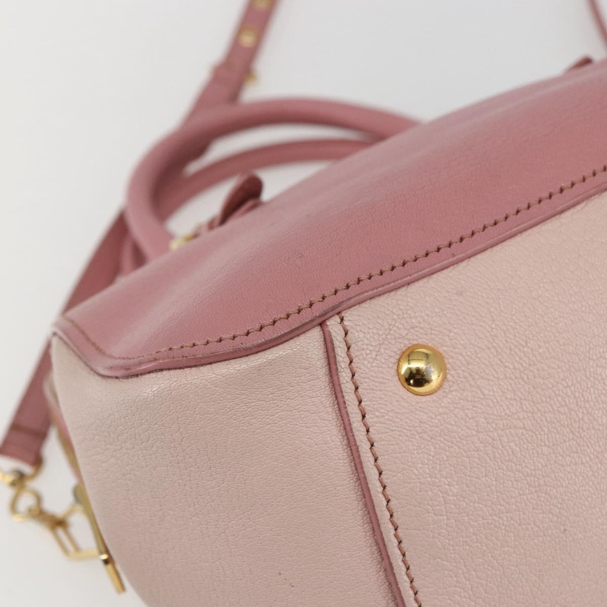 Miu Miu Hand Bag Leather 2way Pink Gold Auth ka838