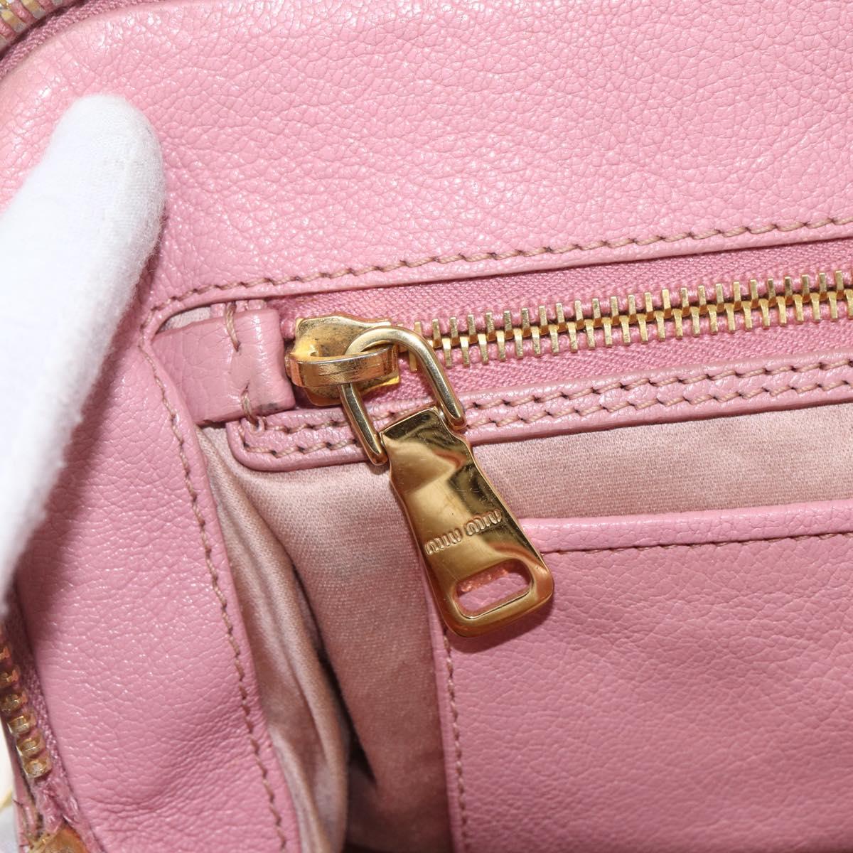 Miu Miu Hand Bag Leather 2way Pink Gold Auth ka838