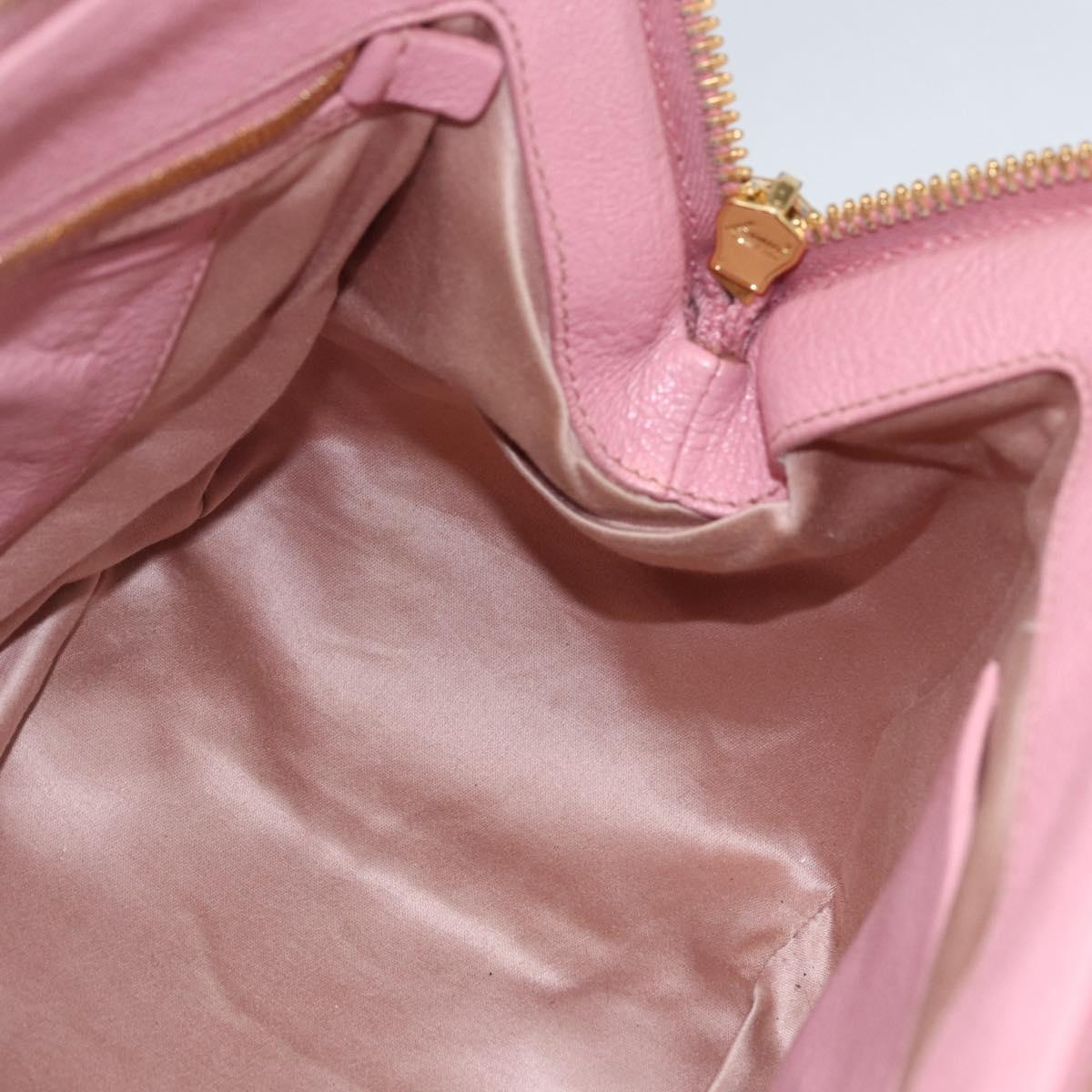 Miu Miu Hand Bag Leather 2way Pink Gold Auth ka838