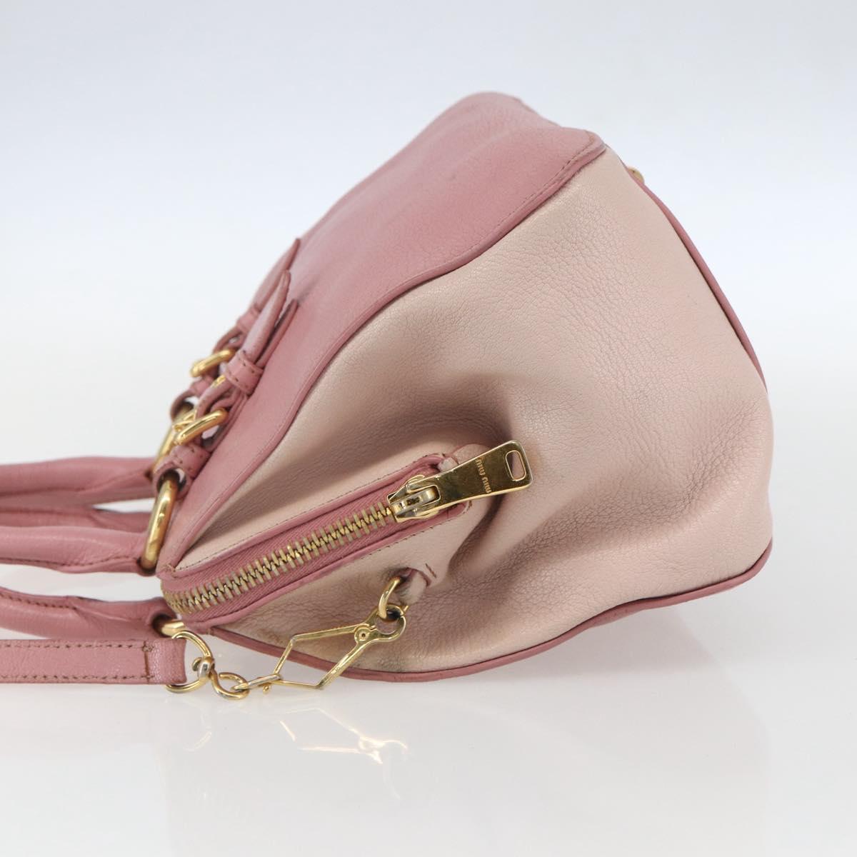Miu Miu Hand Bag Leather 2way Pink Gold Auth ka838