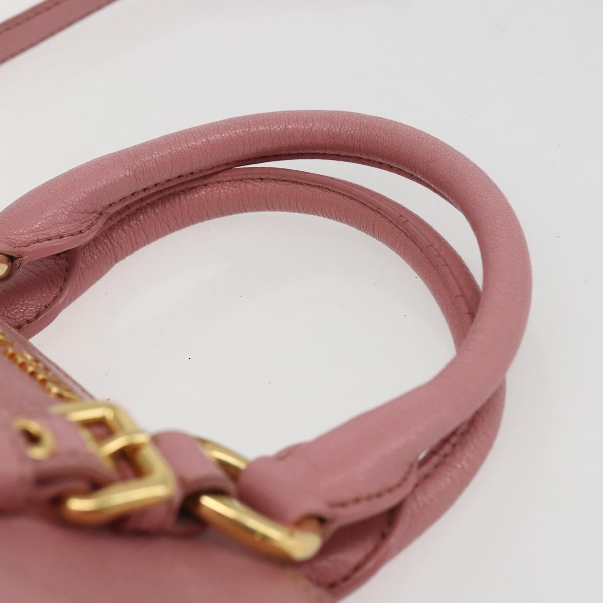 Miu Miu Hand Bag Leather 2way Pink Gold Auth ka838