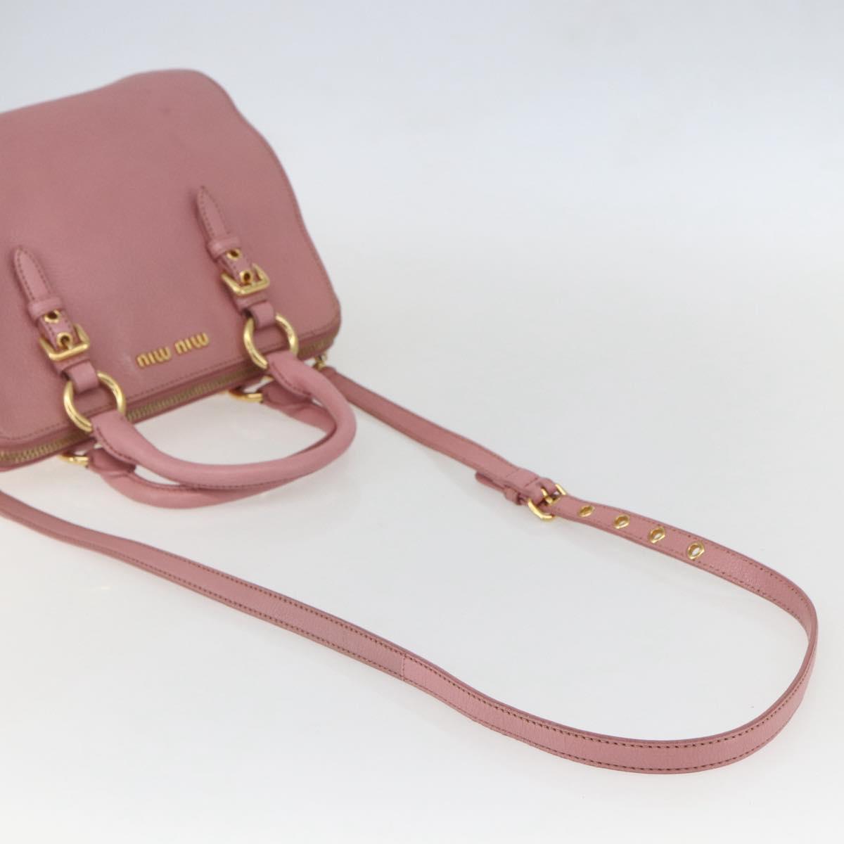 Miu Miu Hand Bag Leather 2way Pink Gold Auth ka838