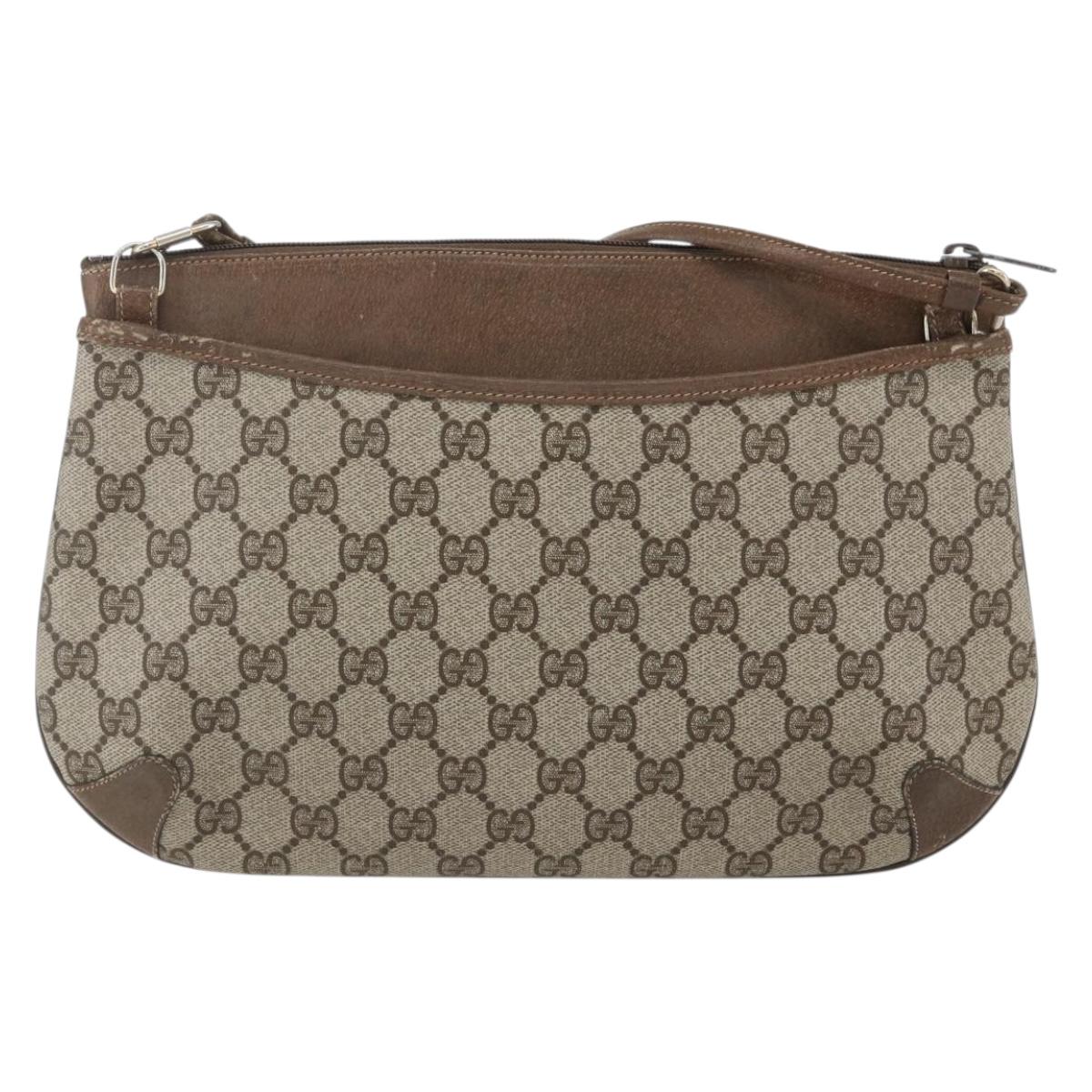 GUCCI GG Supreme Web Sherry Line Bag PVC Beige Gold 904 02 026 Auth ka846