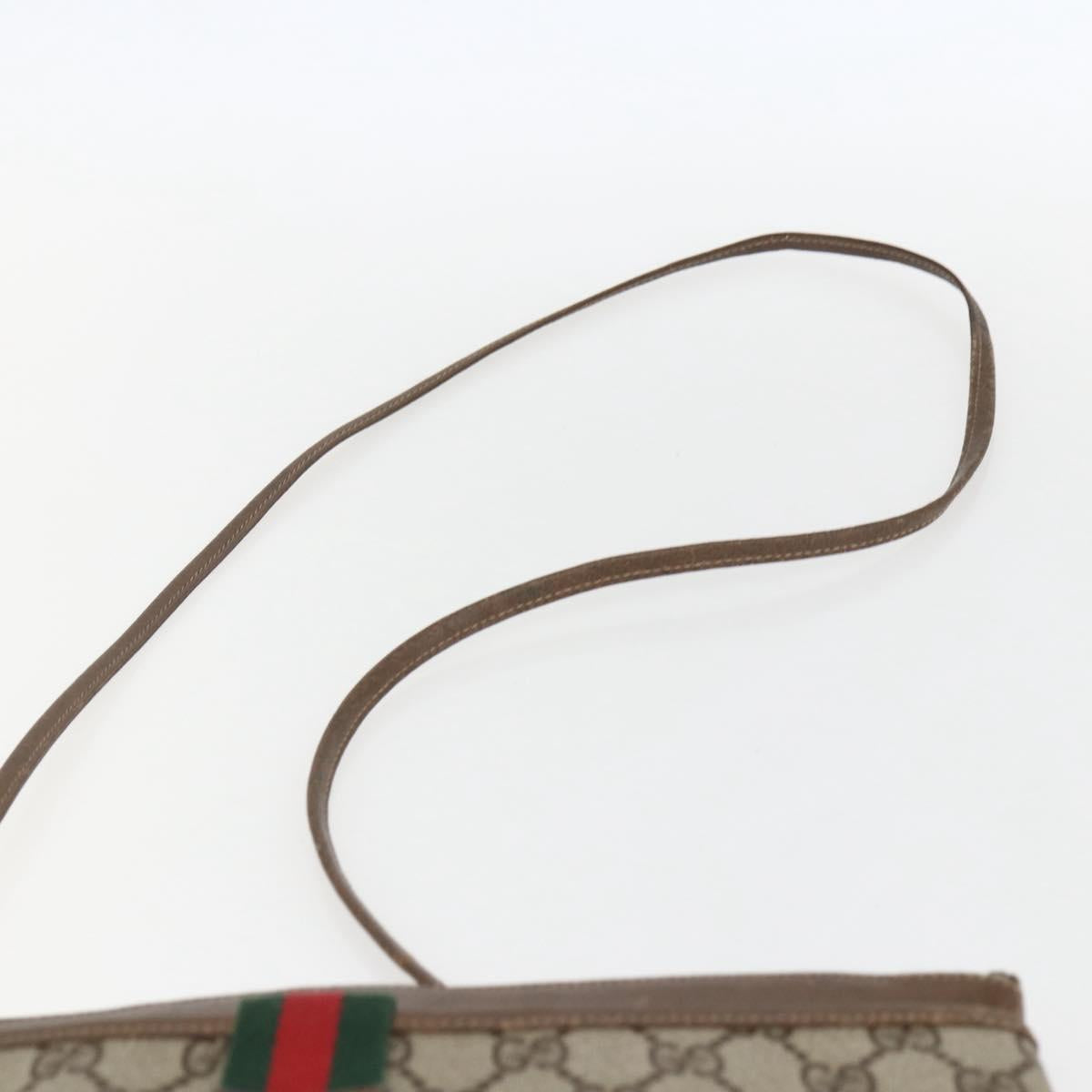 GUCCI GG Supreme Web Sherry Line Bag PVC Beige Gold 904 02 026 Auth ka846