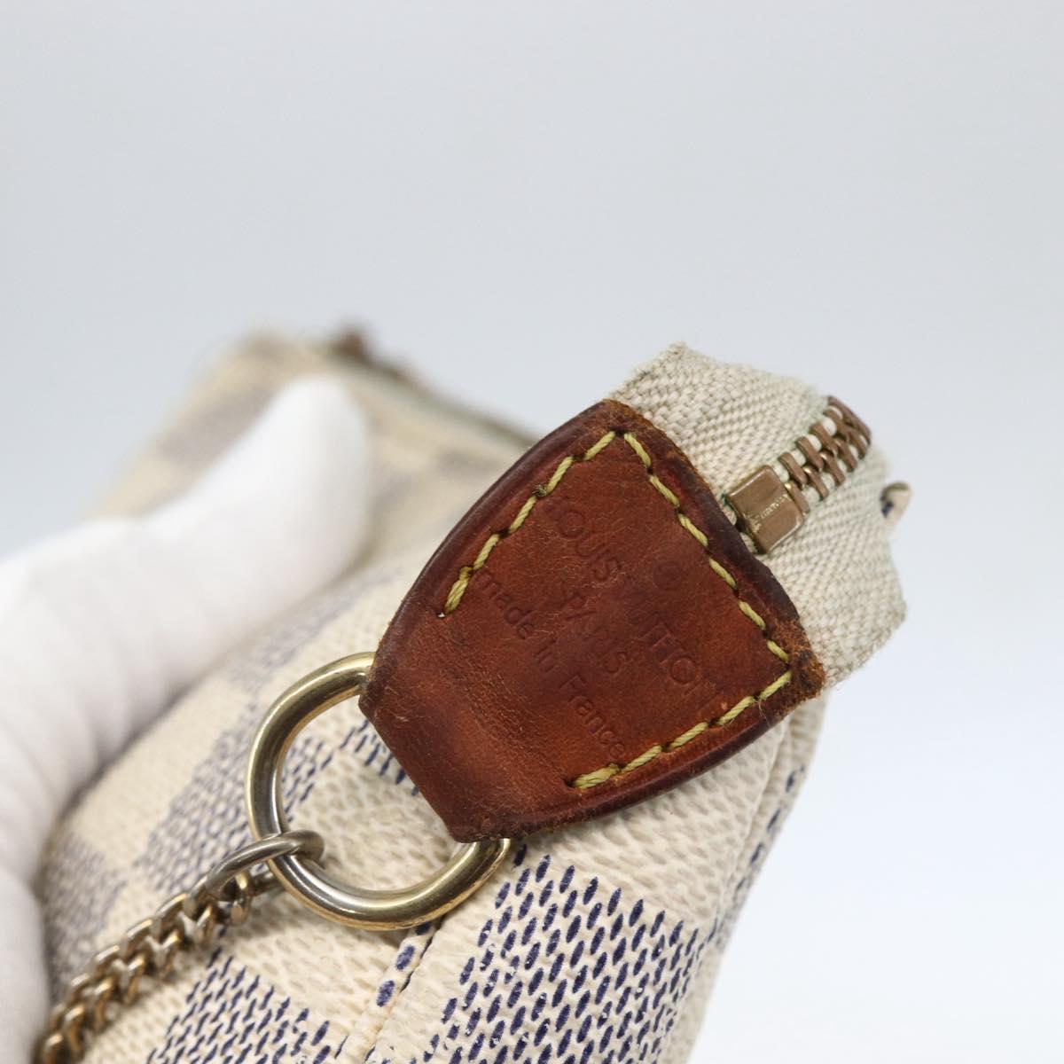 LOUIS VUITTON Damier Azur Mini Pochette Accessoires Pouch N63005 LV Auth ka849