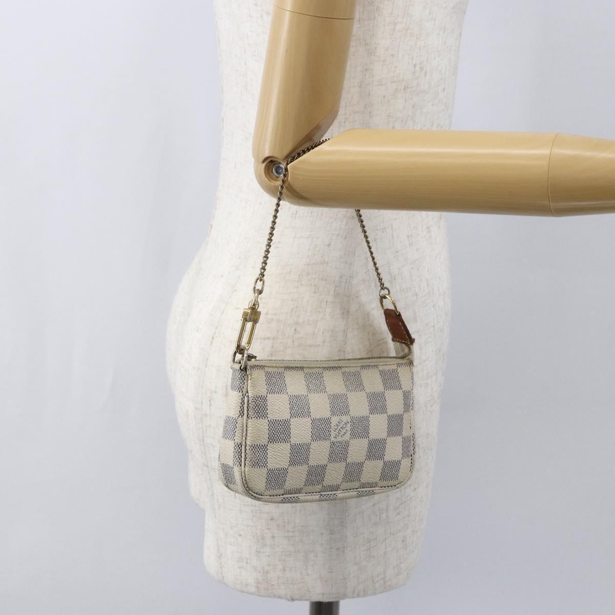 LOUIS VUITTON Damier Azur Mini Pochette Accessoires Pouch N63005 LV Auth ka849
