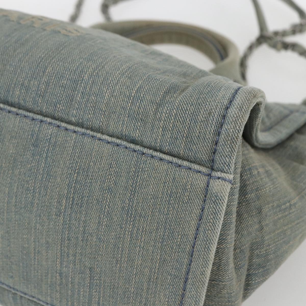 CHANEL Chain Deauville Tote Bag Denim Blue CC Auth ka852V