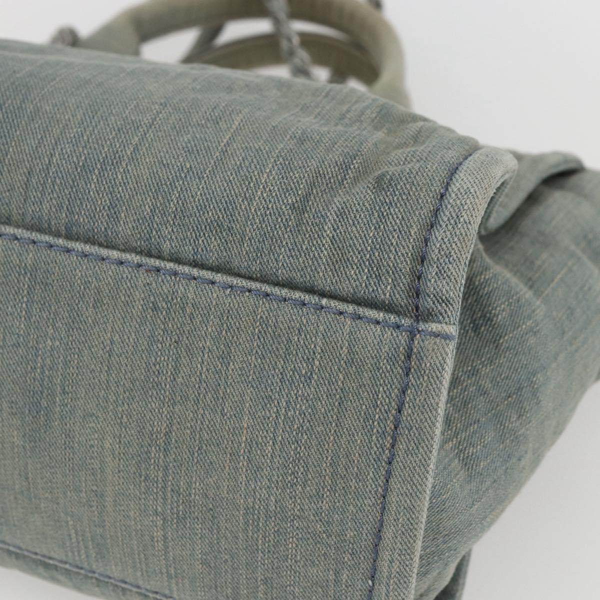 CHANEL Chain Deauville Tote Bag Denim Blue CC Auth ka852V