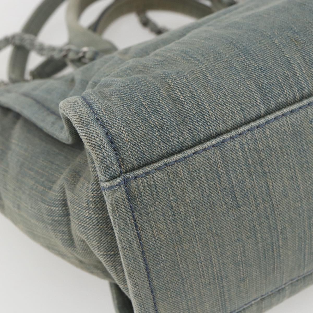 CHANEL Chain Deauville Tote Bag Denim Blue CC Auth ka852V