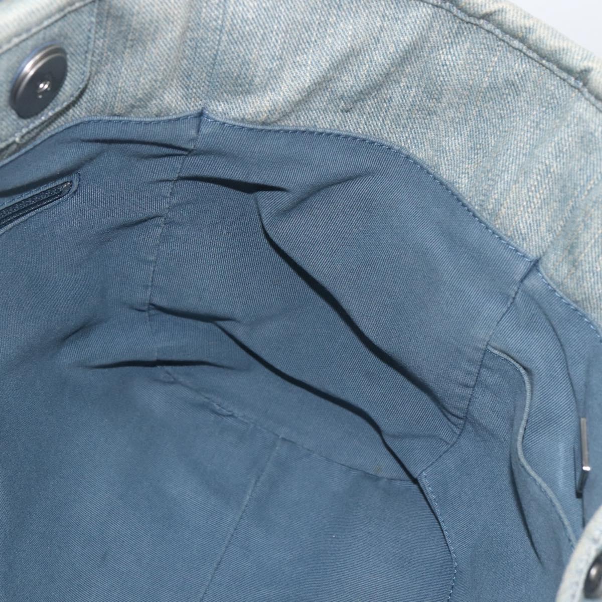 CHANEL Chain Deauville Tote Bag Denim Blue CC Auth ka852V