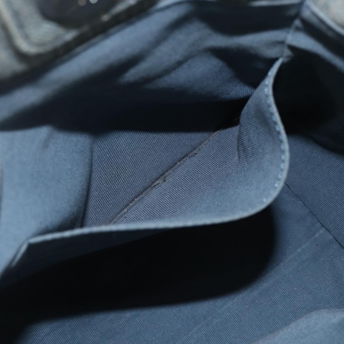 CHANEL Chain Deauville Tote Bag Denim Blue CC Auth ka852V