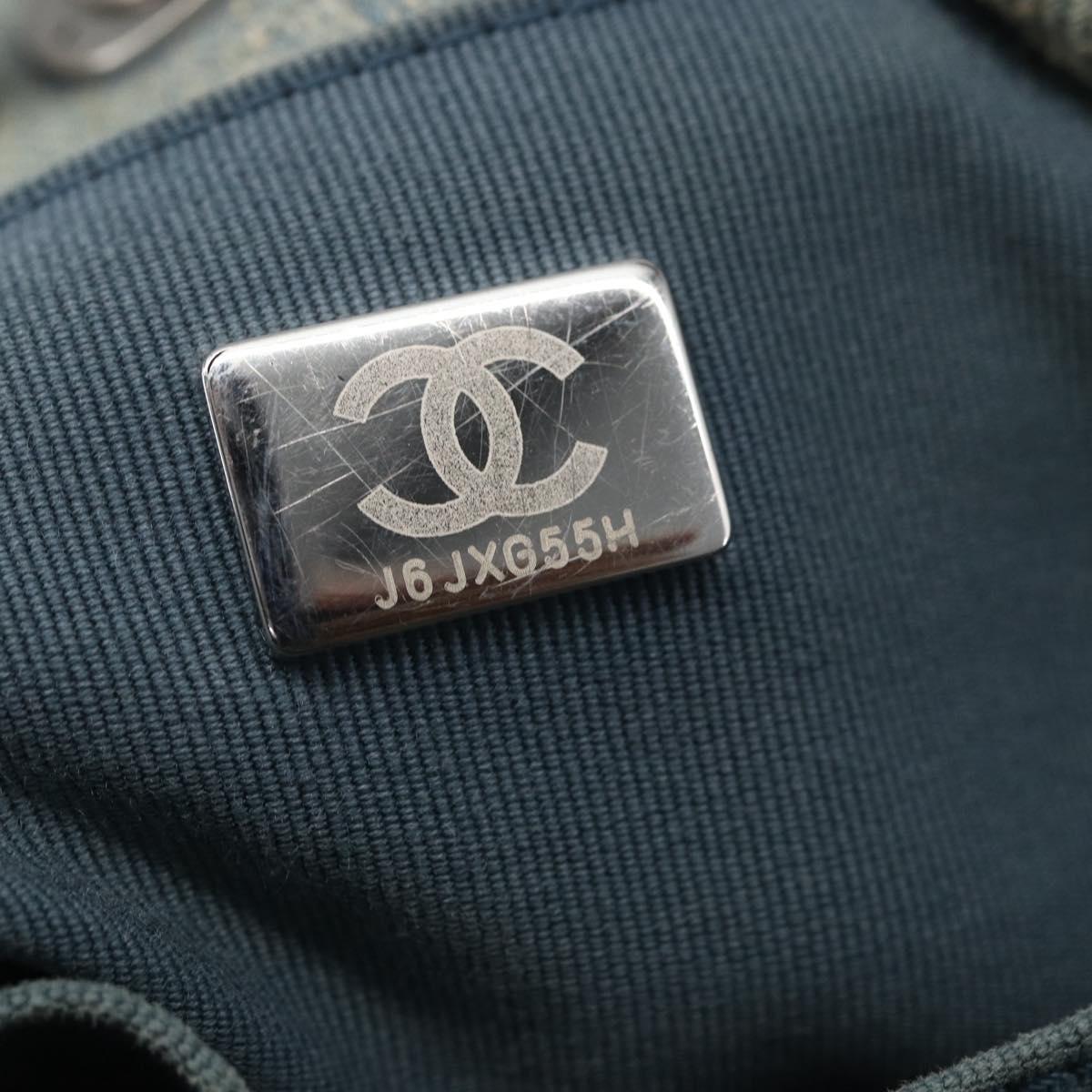 CHANEL Chain Deauville Tote Bag Denim Blue CC Auth ka852V