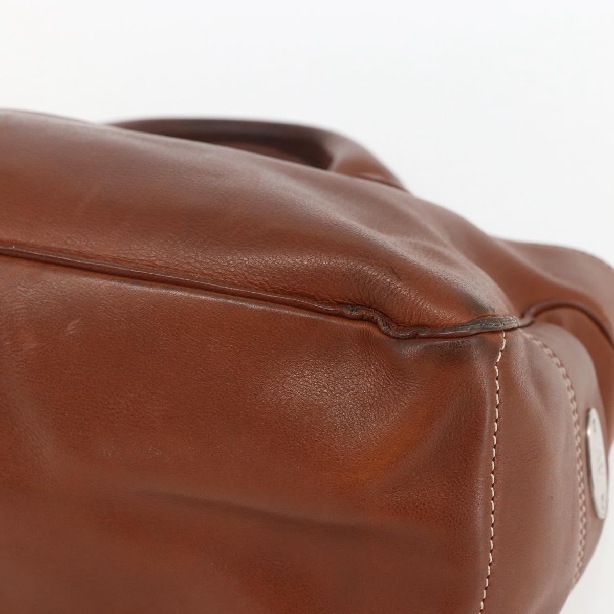 CELINE Boogie bag Hand Bag Leather Brown Silver Auth ka853