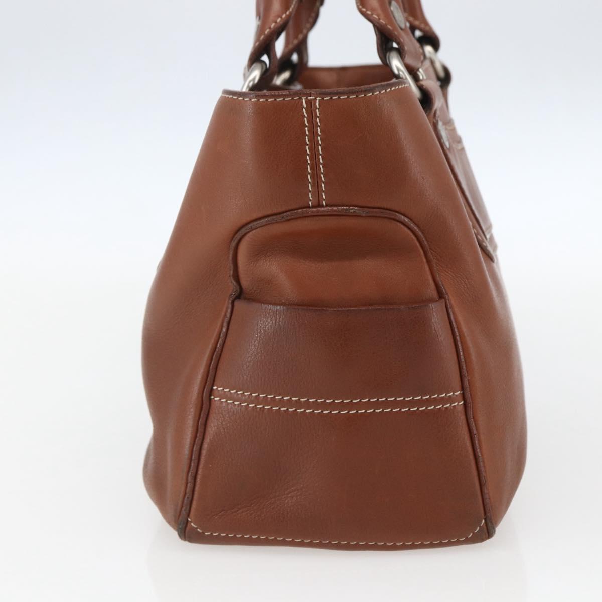 CELINE Boogie bag Hand Bag Leather Brown Silver Auth ka853