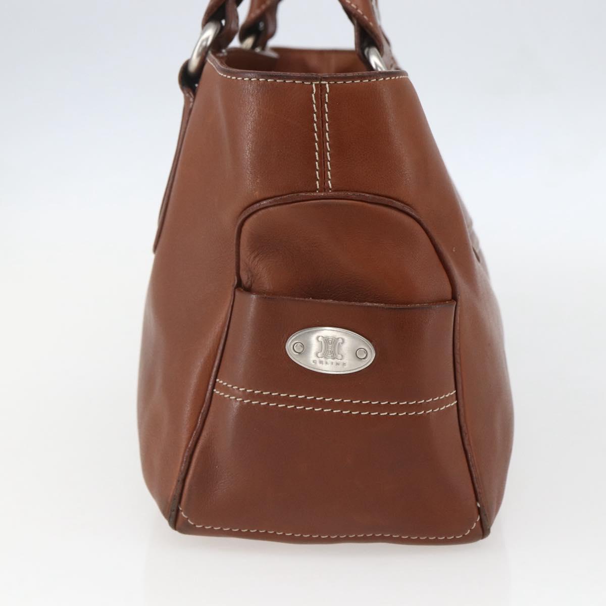 CELINE Boogie bag Hand Bag Leather Brown Silver Auth ka853