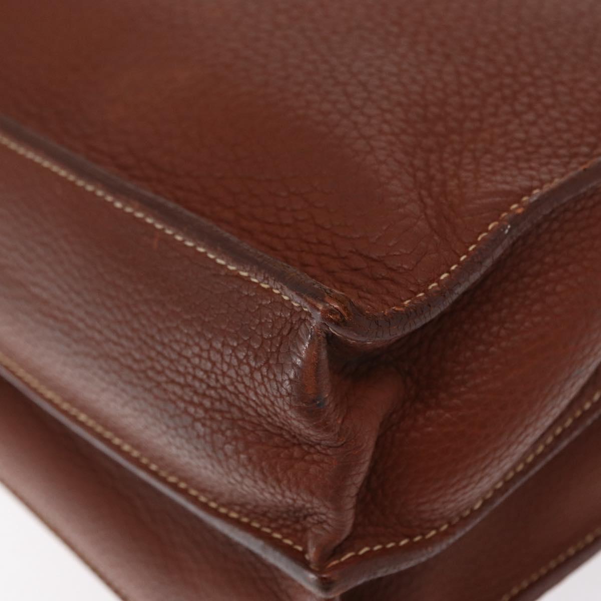 HERMES Sac Adepeche 38 Business Bag Leather Brown Auth ka858