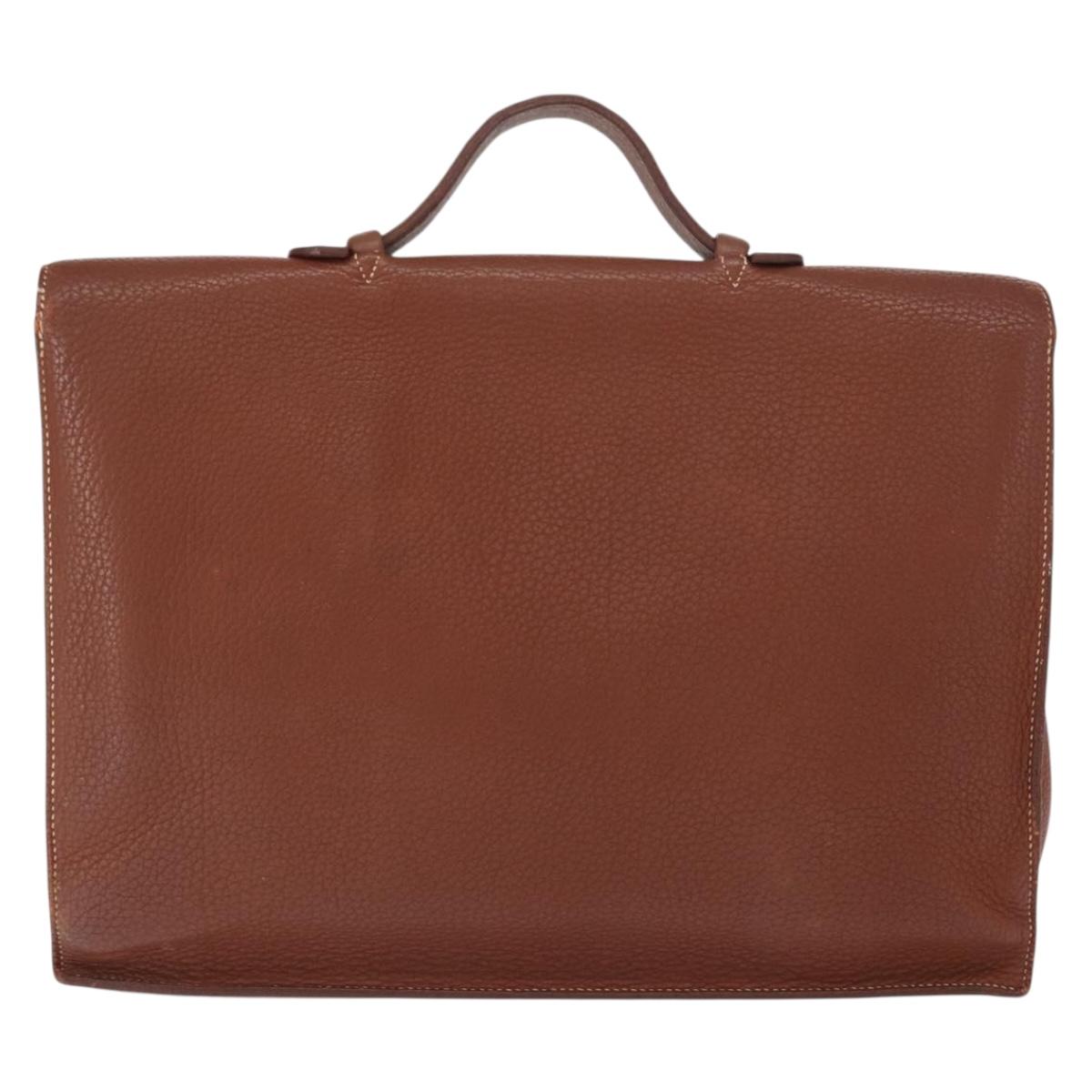 HERMES Sac Adepeche 38 Business Bag Leather Brown Auth ka858