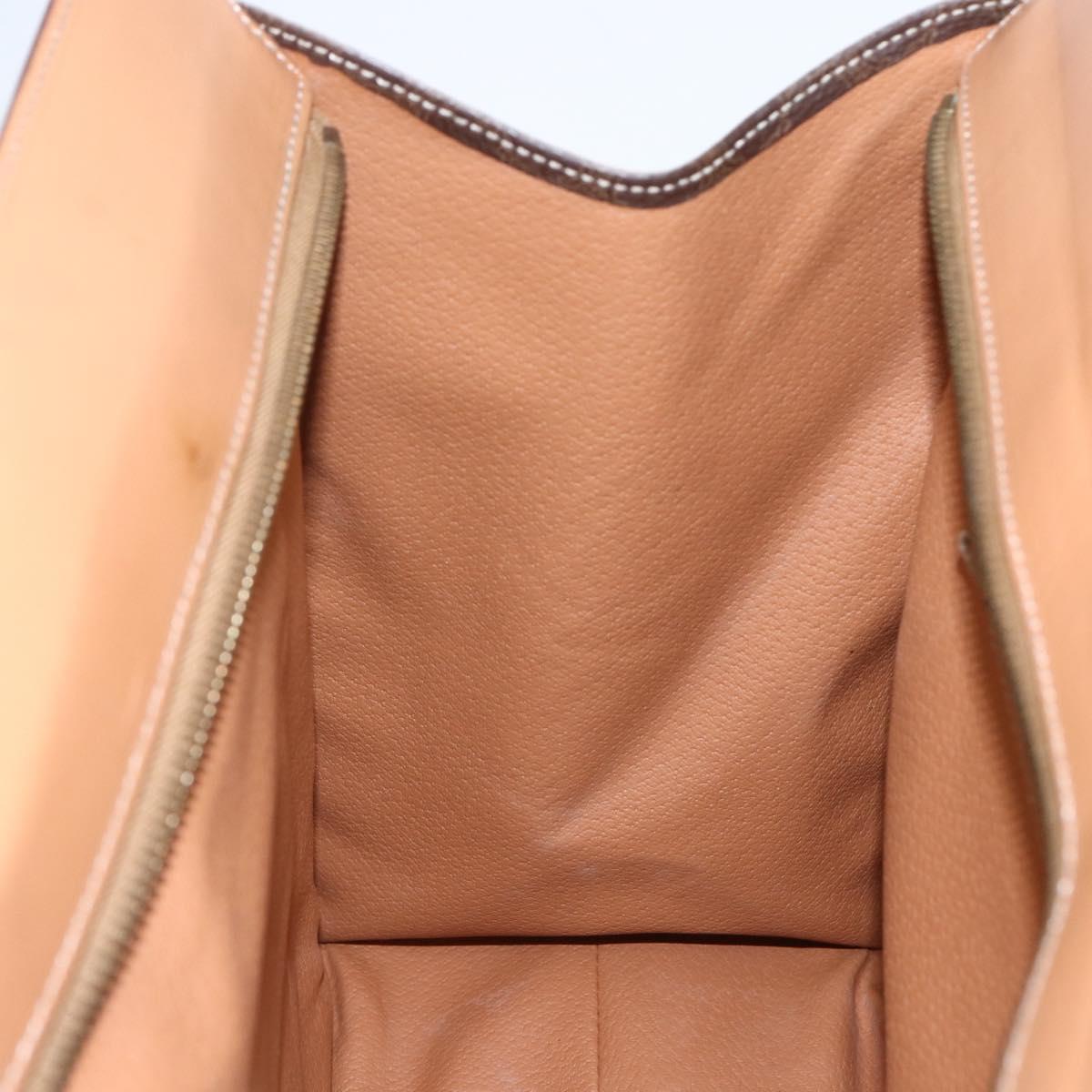 CELINE Macadam Canvas Tote Bag PVC Leather Brown Gold Auth ka860