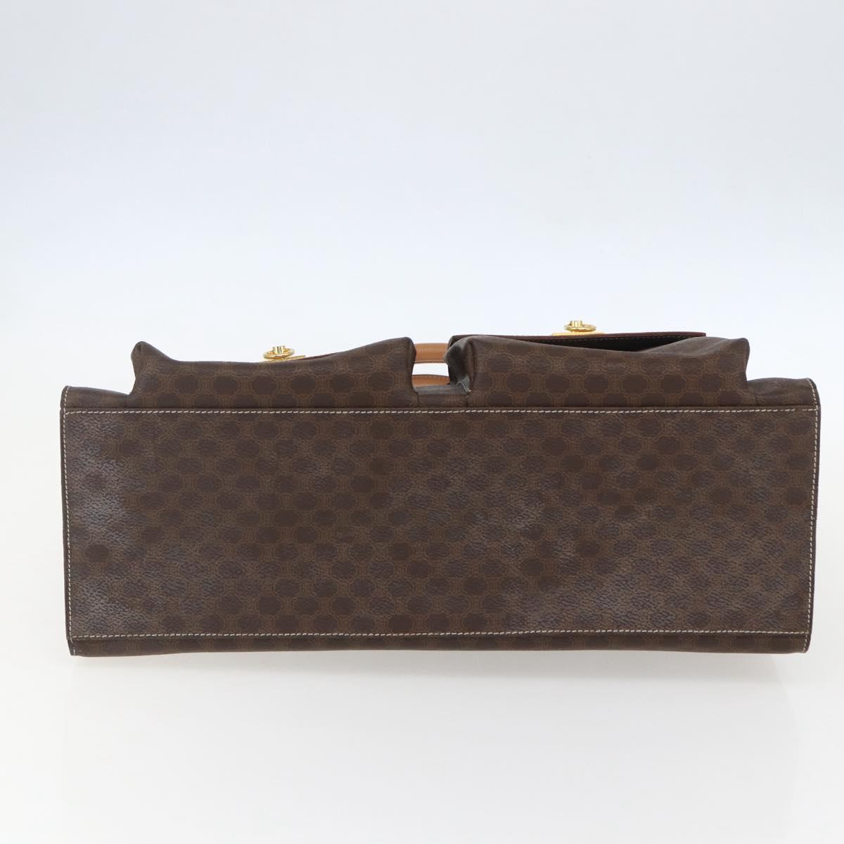 CELINE Macadam Canvas Tote Bag PVC Leather Brown Gold Auth ka860