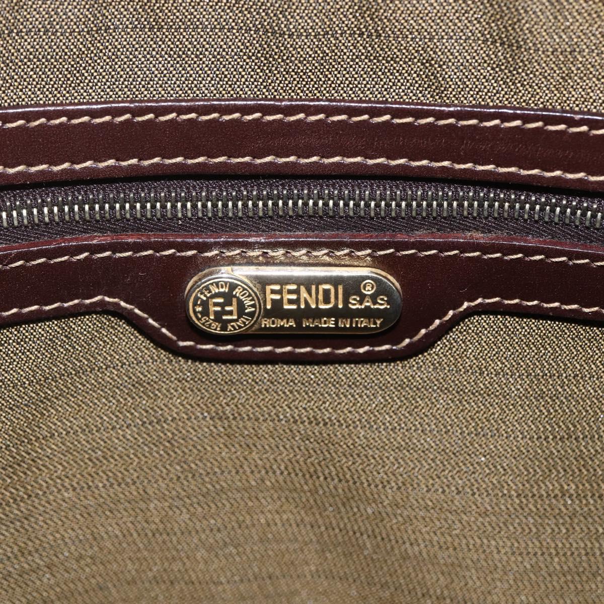 FENDI Zucca Canvas Hand Bag Black Brown Auth ka862